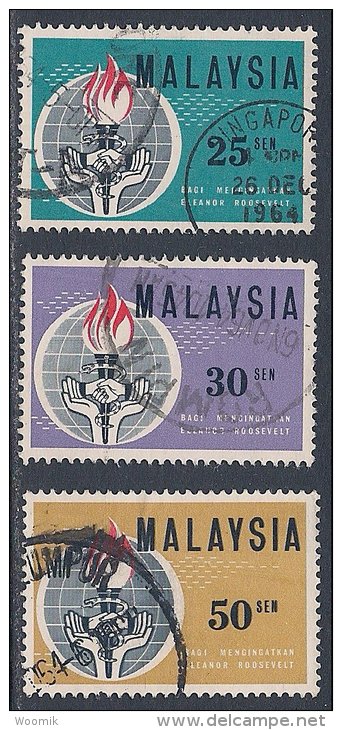 Malaysia ~ Eleanor Roosvelt Commemoration ~ SG 9-11 ~ 1963 ~ Used - Malaysia (1964-...)