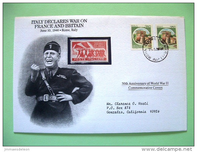 Italy 1990 Special Cover World War II 50 Anniversary - Castle Mussolini - Seconda Guerra Mondiale