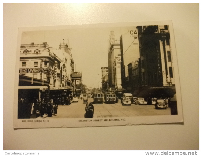 Swanston Street Melbourne Vic. The Rose Series P 119 Tram Auto Car Movimentata Australia - Melbourne
