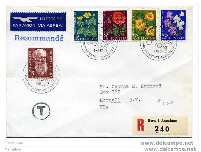 1959 PRO JUVENTUTE FDC  Flowers Scott B287-91 - FDC