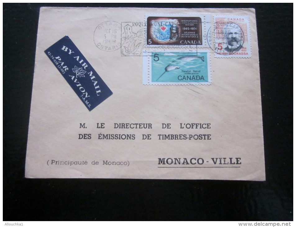 1968 Lettre -Cover  Par Avion Luftpost  By Air Mail  Ottawa Canada Pour Monaco Monte-Carlo - Lettres & Documents