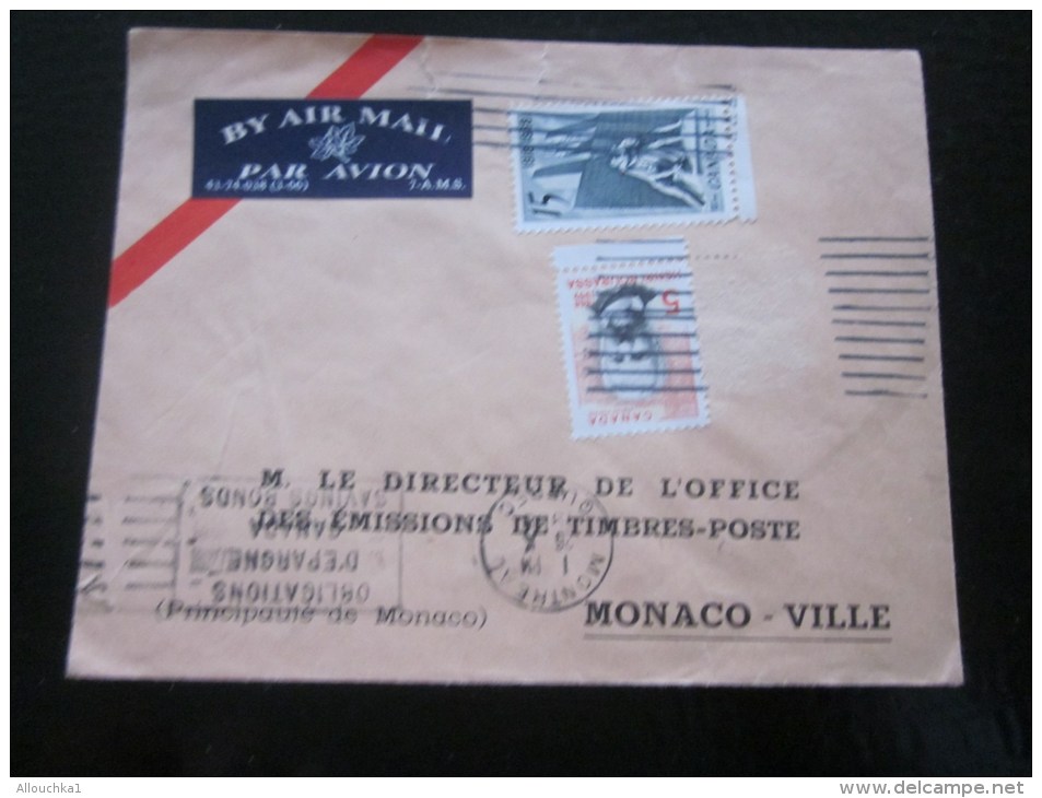 1968 Lettre -Cover  Par Avion Luftpost  By Air Mail  Ottawa Canada Pour Monaco Monte-Carlo - Lettres & Documents