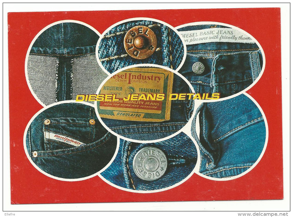 Carte Publicitaire , Jeans Diesel, Détails Boutons Poches, Passants , Dos Imprimé, Dos Imprimé Non Datée - Mode