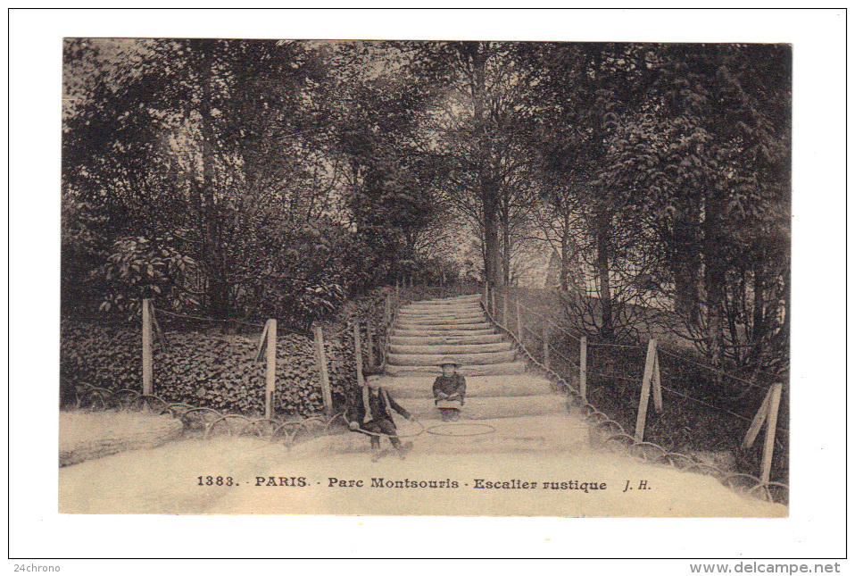 Paris: Parc Montsouris, Escalier Rustique (14-793) - Arrondissement: 14
