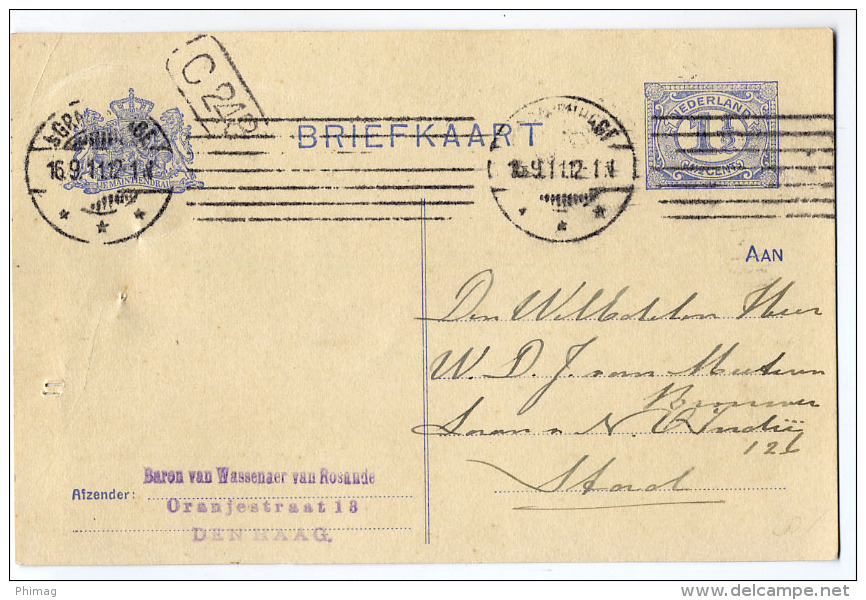 PAYS BAS ENTIER CARTE POSTALE 1c ½ DE 1911 - Postal Stationery