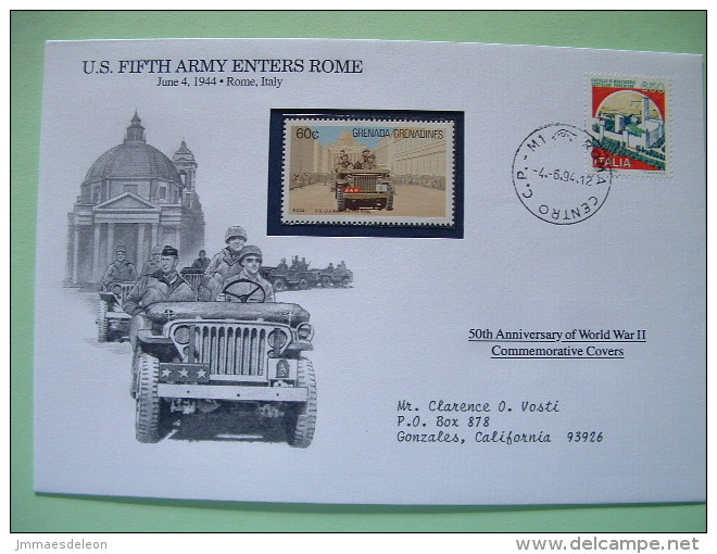 Italy 1994 Special Cover World War II 50 Anniversary - Castle Jeep Soldiers Uniforms - Seconda Guerra Mondiale