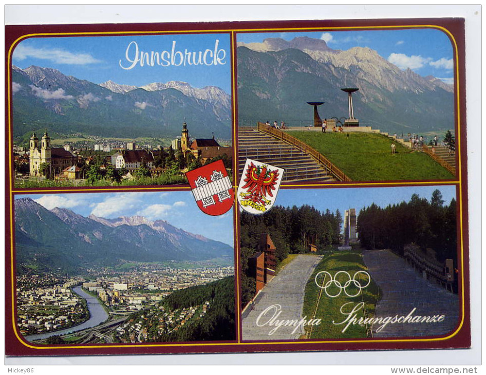 Autriche--INNSBRUCK--Stade Olympique-Olympia Sprungschanze-blasons--Multivues ,cpm N°70 - Innsbruck