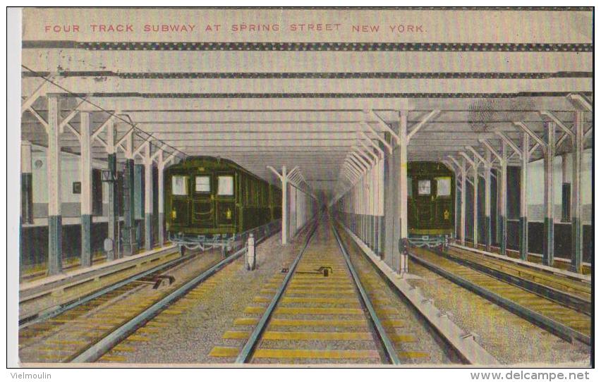NEW YORK FOUR TRACK SUBWAY AT SPRING STREET NEW YORK  BELLE CARTE RARE !!! - Ponts & Tunnels