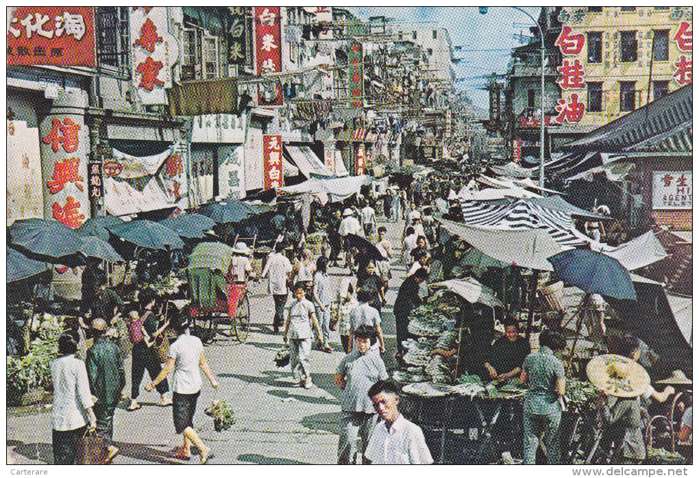 Asie,chine,HONG KONG,marché,market Existing In The Open Street Kowloon,vue Sur Les Magasins,photograph Cheng,rare - Chine (Hong Kong)