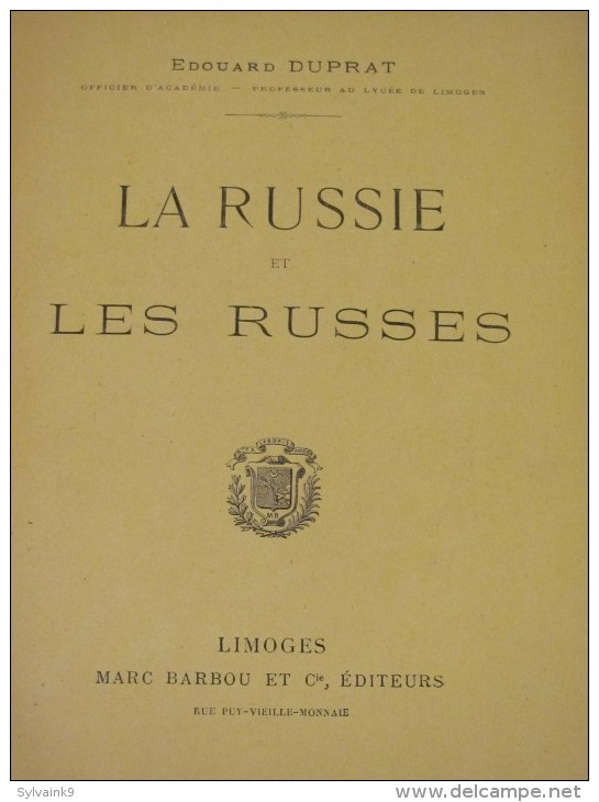 LA RUSSIE ET LES RUSSES EDOUARD DUPRAT MARC BARBOU TZAR NICOLAS SAINT PETERSBOURG MOSCOU KIEF OURAL SIBERIE TACHKENT MIR - 1801-1900