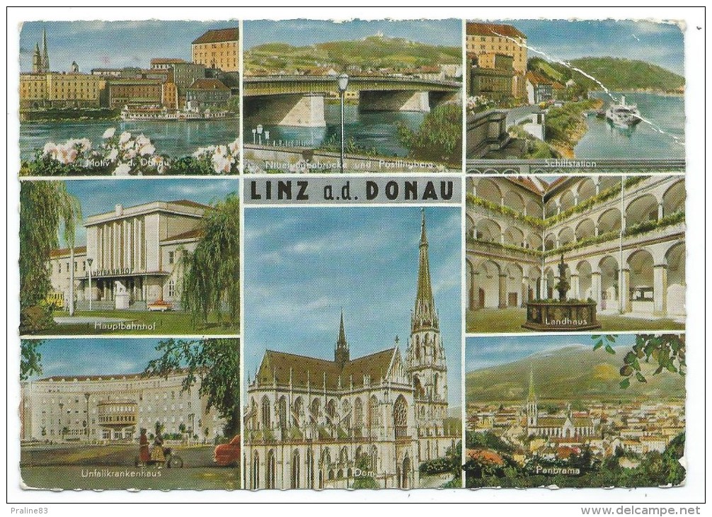 Multivue -LINZ A. D. Donau -Haute Autriche -Circulé 1973 - - Linz