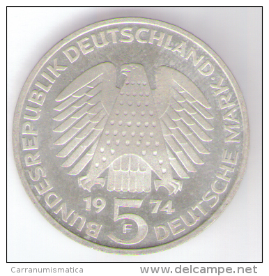 GERMANIA 5 MARK 1974 AG SILVER - 5 Marcos