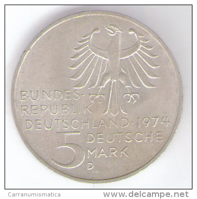 GERMANIA 5 MARK 1974  AG SILVER - 5 Marcos