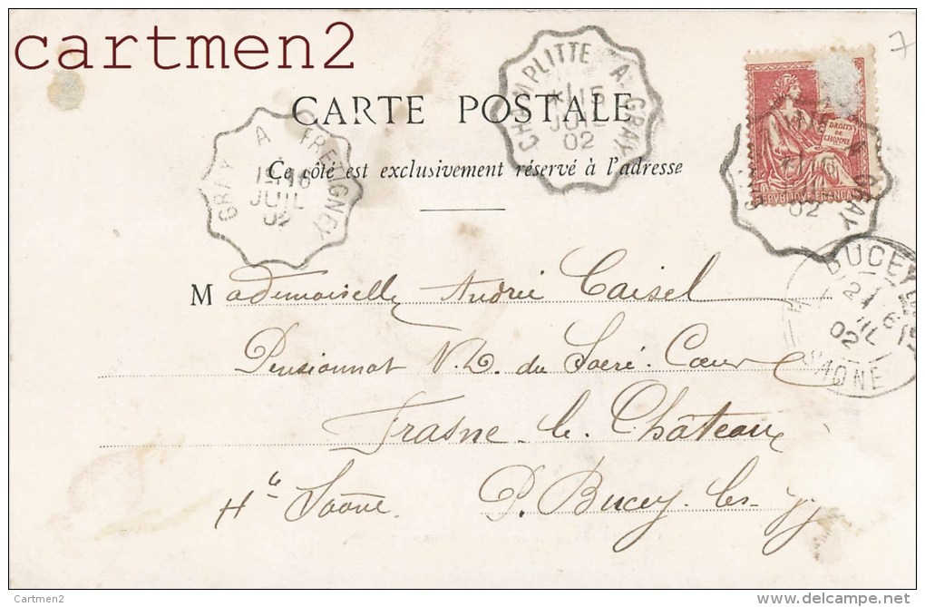 CHAMPLITTE  AVENUE DES MARRONNIERS 70 HAUTE-SAONE 1900 + CACHET AMBULANT GRAY - Other & Unclassified