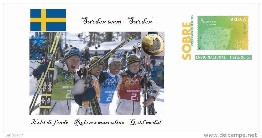 Spain 2014 - XXII Olimpics Winter Games Sochi 2014 Special Prepaid Cover - Ski De Fondo-Relevos Sweden Team - Winter 2014: Sotschi