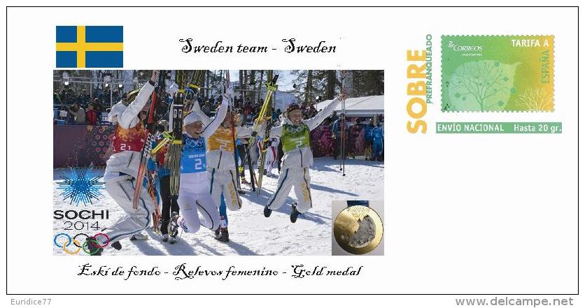 Spain 2014 - XXII Olimpics Winter Games Sochi 2014 Special Prepaid Cover - Esqui De Fondo Sweden Team - Winter 2014: Sotschi