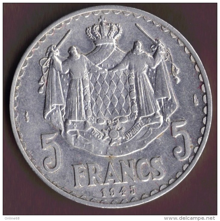MONACO 5 FRANCS 1945 - 1922-1949 Louis II