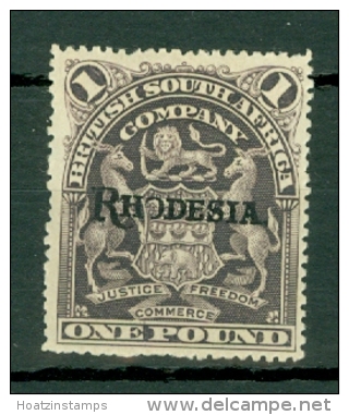 Rhodesia - BSAC: 1909/12   Arms 'Rhodesia' OVPT    SG113   £1  MH - Other & Unclassified