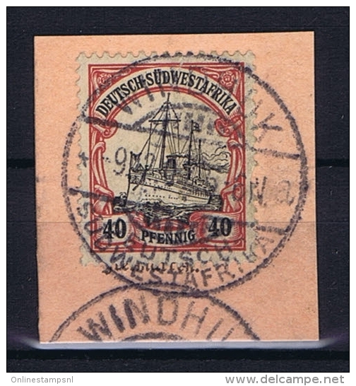 Deutsche Post In Südwestafrika Windhuk  9-12-1907 Mi 17 Voll-Stempel Auf Briefstück - Deutsch-Südwestafrika