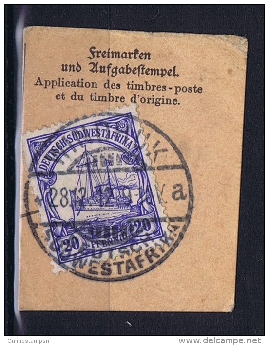 Deutsche Post In Südwestafrika Windhuk  28-12-1912 Mi 27 Voll-Stempel Auf Briefstück - Deutsch-Südwestafrika