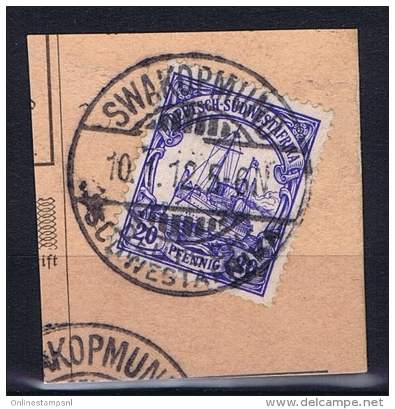 Deutsche Post In Südwestafrika Swakopmund  10-1-12 Mi 14 Voll-Stempel Auf Briefstück - Deutsch-Südwestafrika