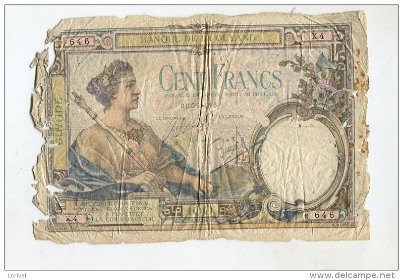 Billet 100 Francs Guyane - French Guiana