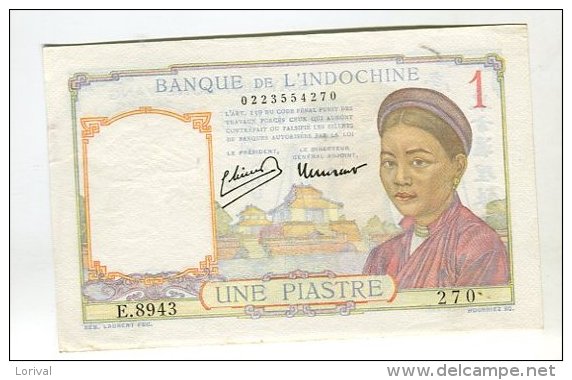 Billet 1 Piastre Indochine - Indocina