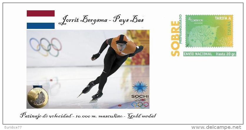 Spain 2014 - XXII Olimpics Winter Games Sochi 2014 Gold Medals Special Prepaid Cover - Jorrit Bergsma - Winter 2014: Sotschi