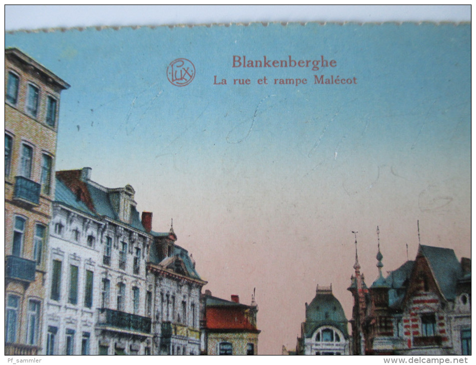 AK / Bildpostkarte 1917 Blankenberghe La Rue Et Rampe Malécot K.D. Feldpost Exp. Echt Gelaufen!  Verlag Edit. Lux - Blankenberge