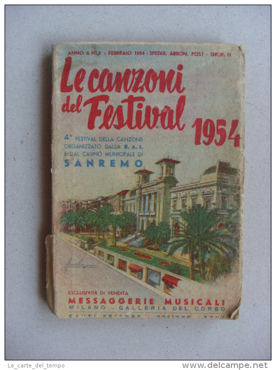 "Le Canzoni Del Festival 1954 - 4°Festival Della Canzone R.A.I. SANREMO" Messaggerie Musicali Milano - Musique