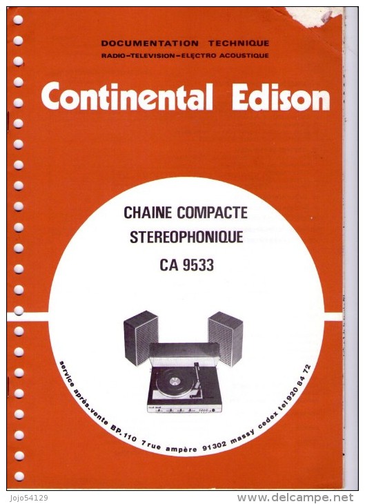 CONTINENTAL EDISON - Chaîne Compacte Stéréophonique CA 9533 - Andere Pläne