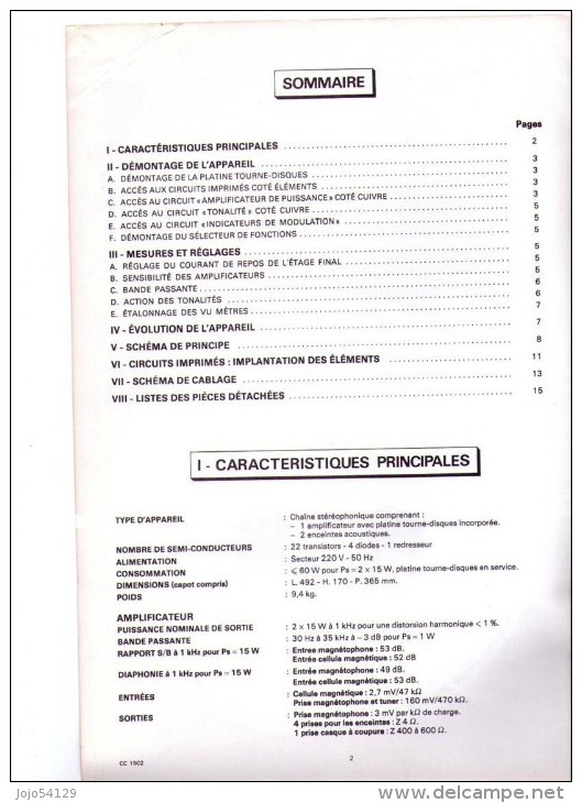 CONTINENTAL EDISON - Chaîne Compacte Stéréophonique CA 9533 - Other Plans