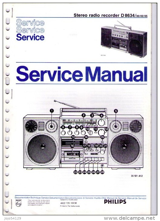 PHILIPS - Stéréo Radio Recorder D 8634 - Service Manual - Other Plans