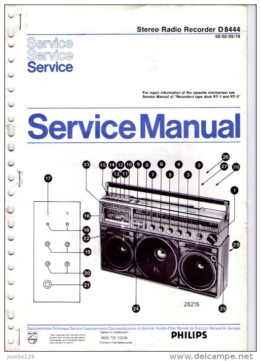 PHILIPS - Stéréo Radio Recorder D 8444 - Service Manual - Andere Pläne