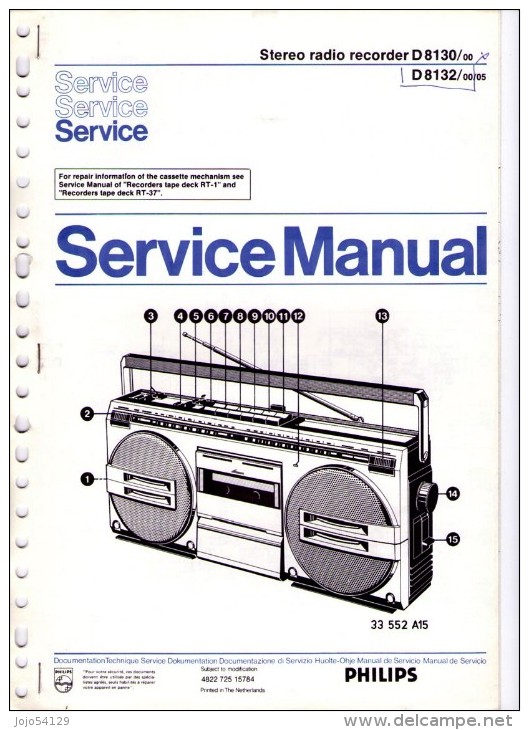 PHILIPS - Stéréo Radio Recorder D 8130/D8132 - Service Manual - Other Plans