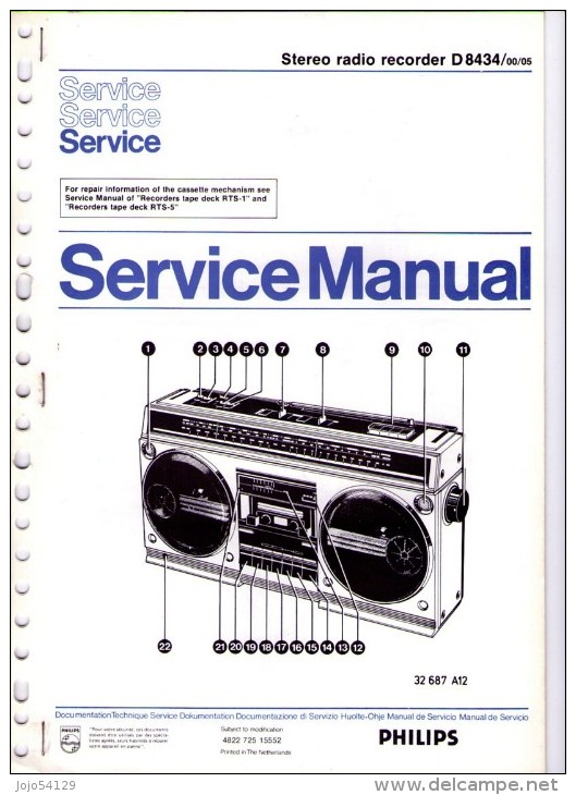 PHILIPS - Stéréo Radio Recorder D 8434 - Service Manual - Other Plans