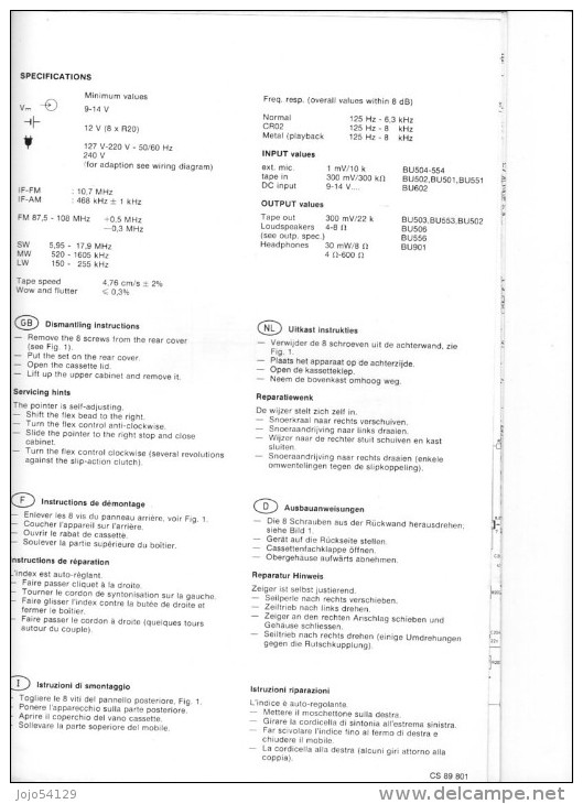 PHILIPS - Stéréo Radio Recorder D 8434 - Service Manual - Andere Pläne