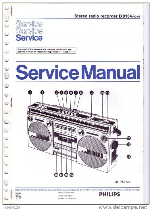 PHILIPS - Stéréo Radio Recorder D 8134 - Service Manual - Other Plans