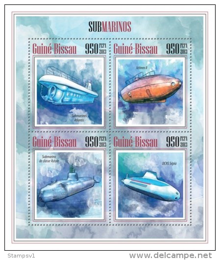 Guinea Bissau. 2013 Submarines. (514a) - Sous-marins