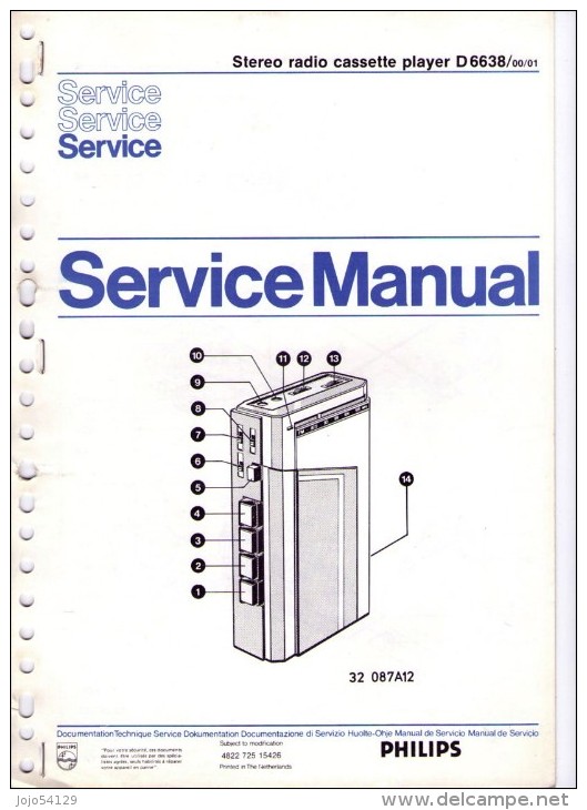 PHILIPS - Stéréo Radio Cassette Recorder D 6638 - Service Manual - Andere Pläne