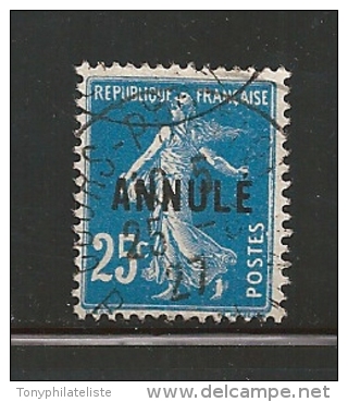 France Semeuse 25ct Bleu Surchargé Annulé   Oblitéré - Lehrkurse