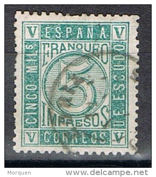 Sello 5 Mils Cifra Isabel II 1867, Fechador CORIA (caceres), Num 93 º - Usados