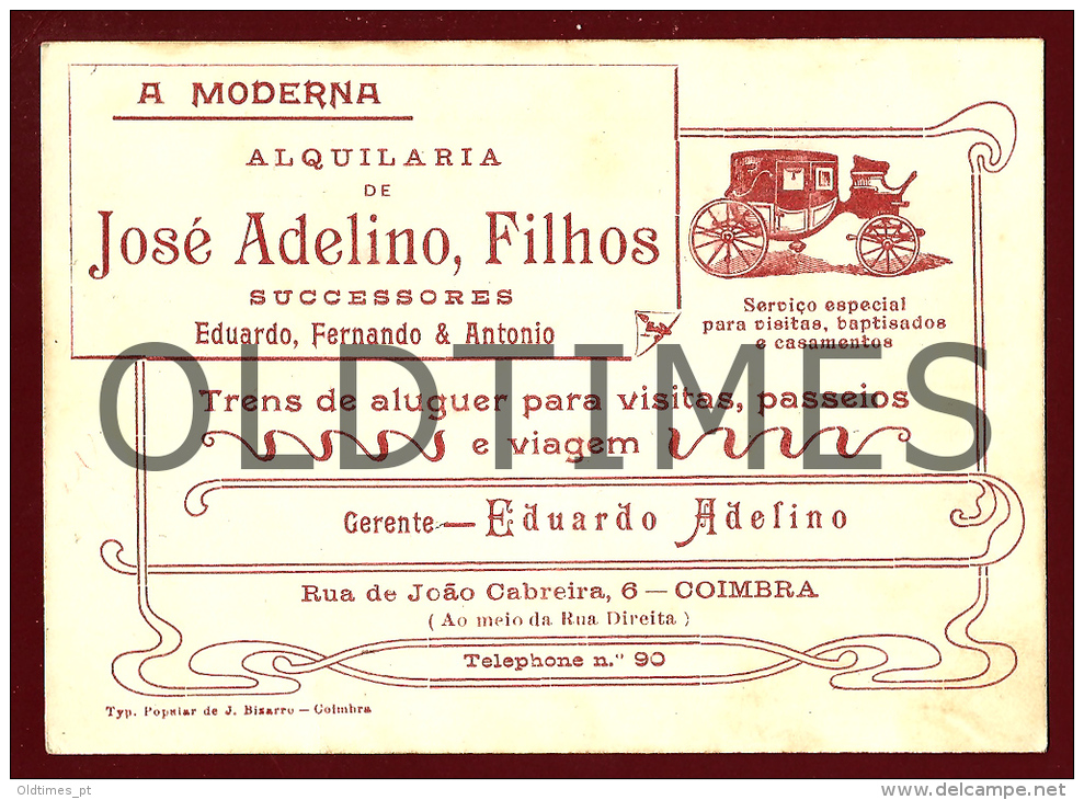 A MODERNA - ALQUILARIA DE JOSE ADELINO FILHOS - TRENS DE ALUGUER - 1910 INVOICE - Portogallo