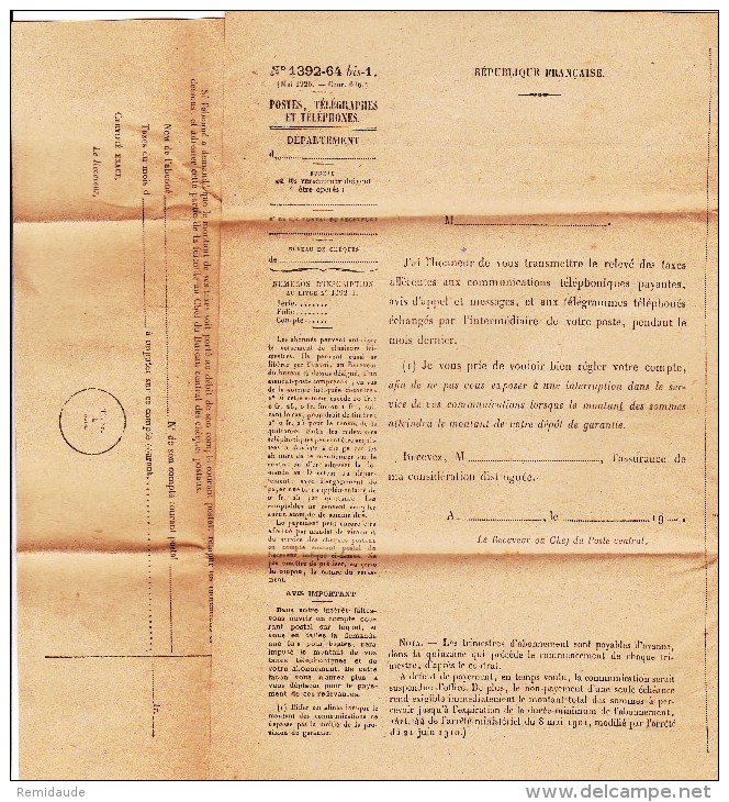 ALLIER - 1936 - LETTRE De SERVICE TELEPHONIQUE De BIOZAT - Telegrafi E Telefoni