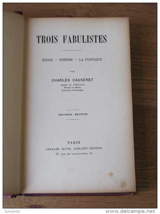 CHARLES CAUSERET TROIS FABULISTES ESOPE PHEDRE LA FONTAINE GEDALGE VERS 1889 - 1801-1900