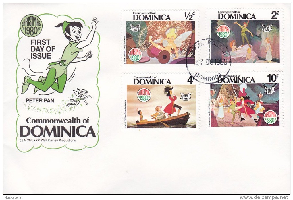 Dominica Ersttags Brief FDC Cover 1980 Peter Pan Walt Disney Stamps - Dominica (1978-...)