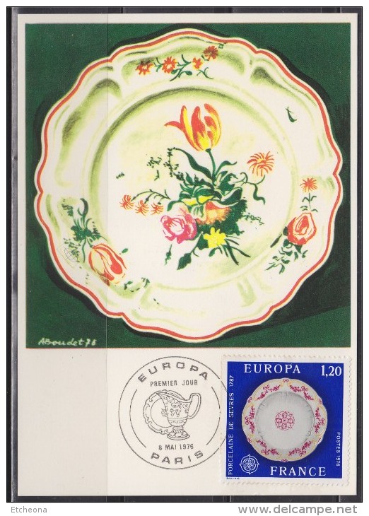 = Carte Europa 1er Jour N°1878 Porcelaine De Sèvres, Assiette, Paris 8 Mai 1976 - 1976