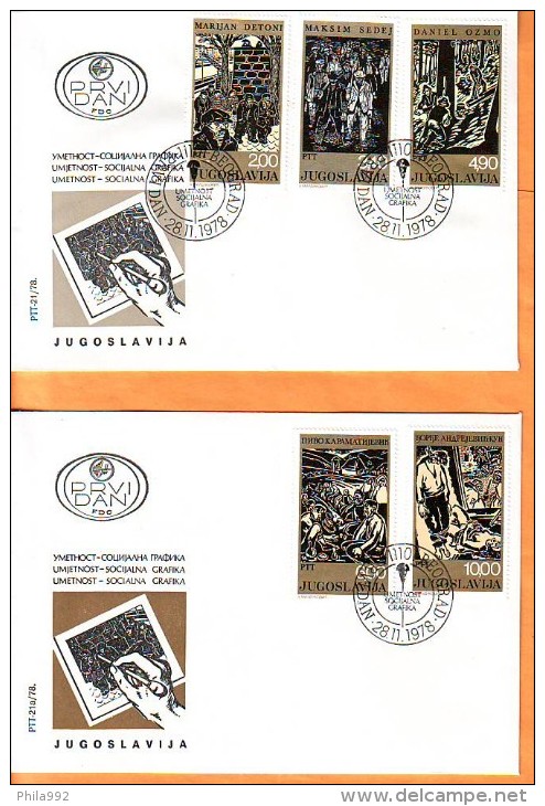 Yugoslavia 1978 Y FDC Art Social Graphics Mi No 1758-62 Postmark Beograd 28.11.1978. - FDC