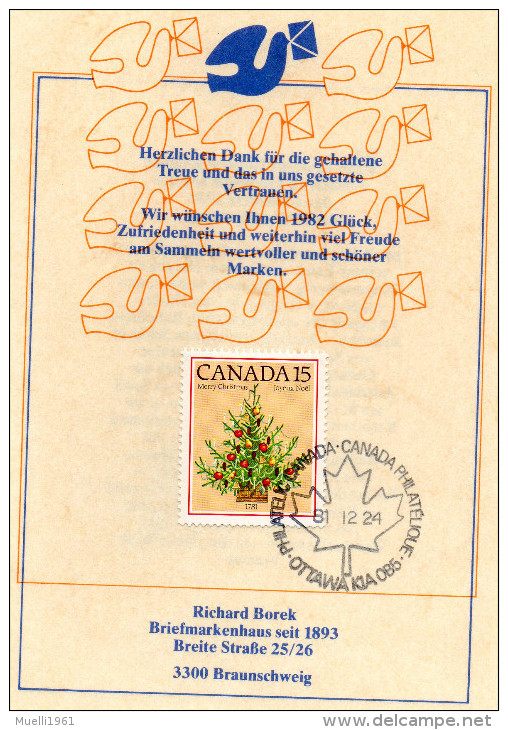 Nr.  926,  Weihnachtsbriefmarke Aus Kanada - Commemorative Covers