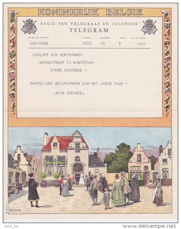 Telegram  - Voor Het Huwelijk Van Mr. E Mevr. Pierre Coquyt - Van Rentergem.   Afgifte Te Oostende 7/10/1952 - Otros & Sin Clasificación